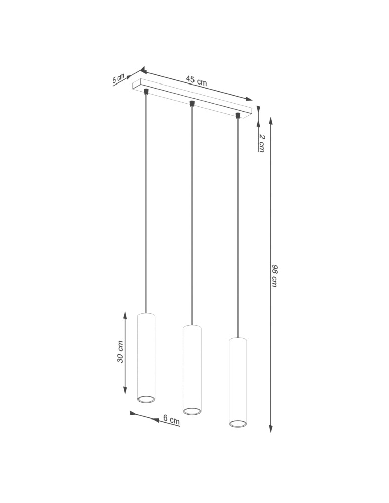 Pendant tube lamps - Sollux LAGOS 3L ochre red pendant lamp SL.1491 - product kolory-swiatla.pl 7