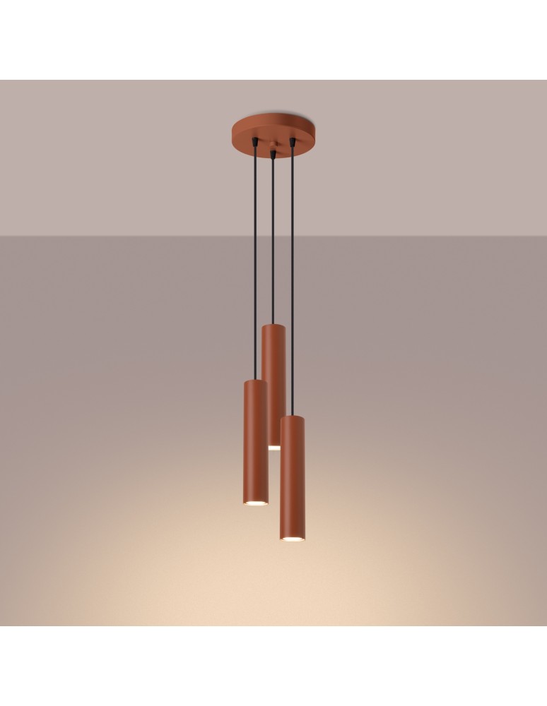 Pendant tube lamps - Sollux LAGOS 3P ochre red pendant lamp SL.1492 - product kolory-swiatla.pl 3