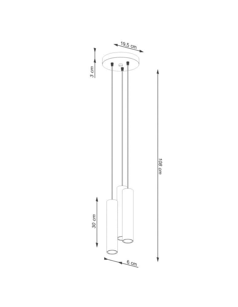 Pendant tube lamps - Sollux LAGOS 3P ochre red pendant lamp SL.1492 - product kolory-swiatla.pl 7