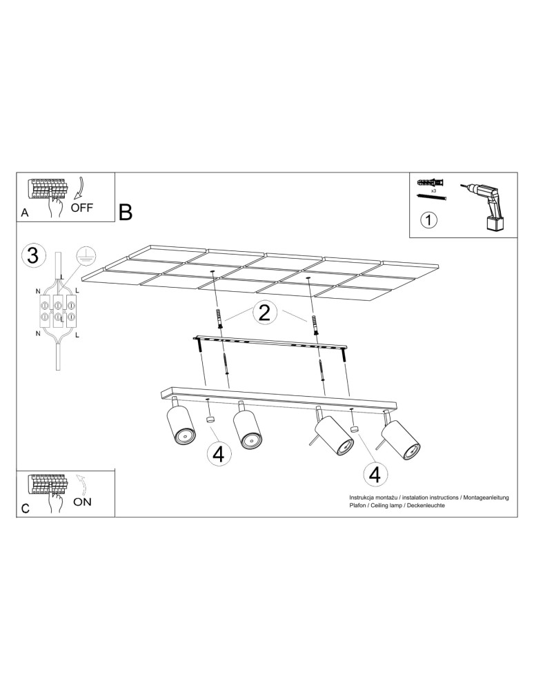 Adjustable ceiling lamps - spots - Sollux Plafond RING 4L beige SL.1498 - product kolory-swiatla.pl 10