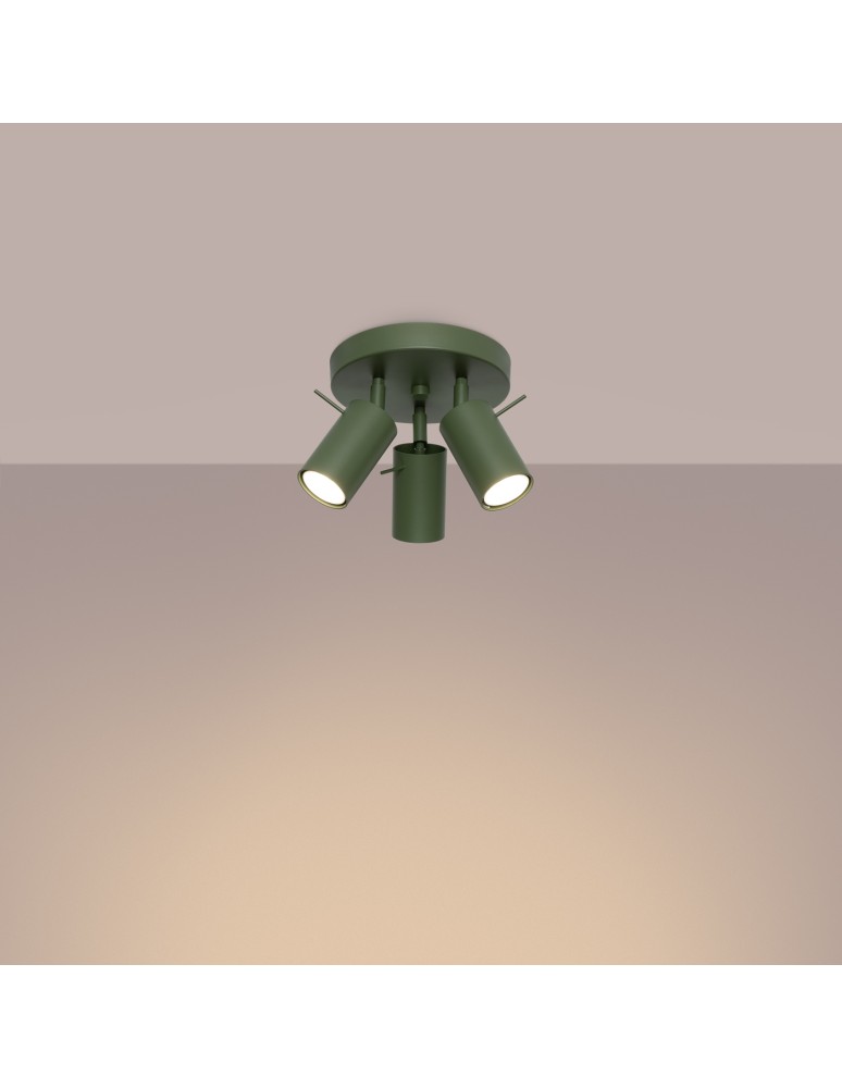 Adjustable ceiling lamps - spots - Sollux Plafond RING 3P olive green SL.1503 - product kolory-swiatla.pl 3