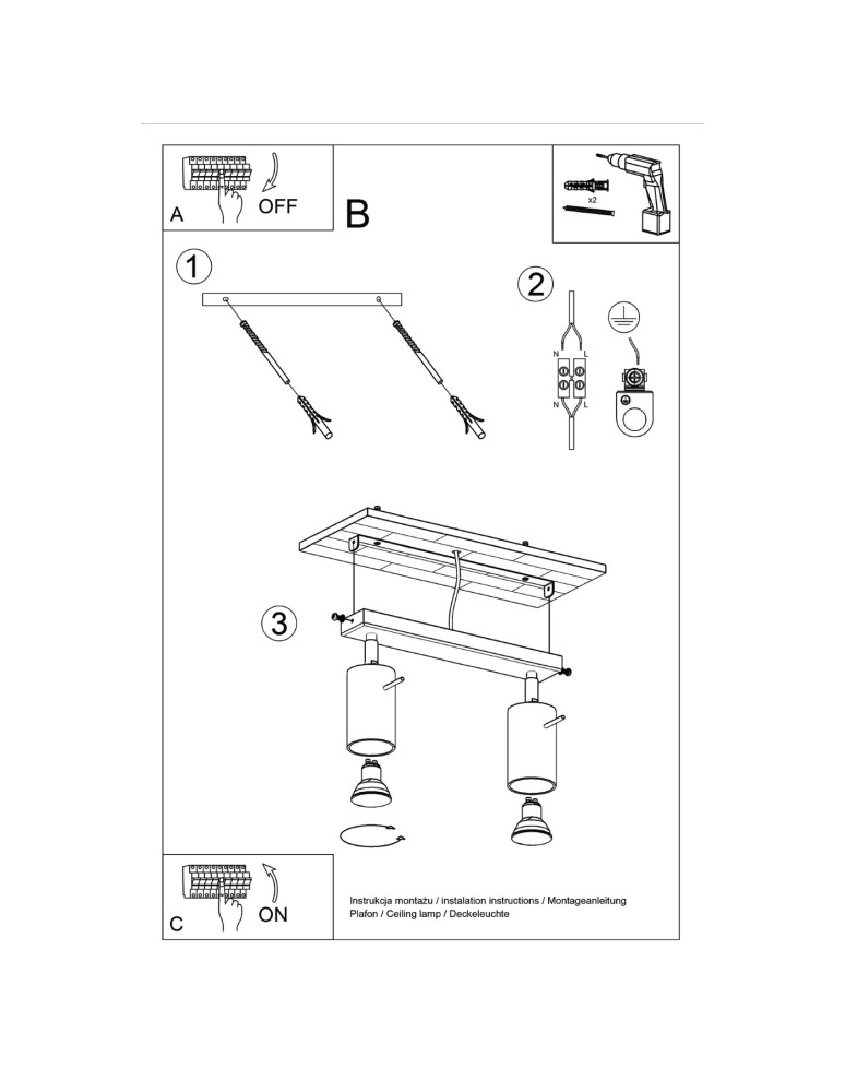 Adjustable ceiling lamps - spots - Sollux Plafond RING 2 ochre red SL.1507 - product kolory-swiatla.pl 10