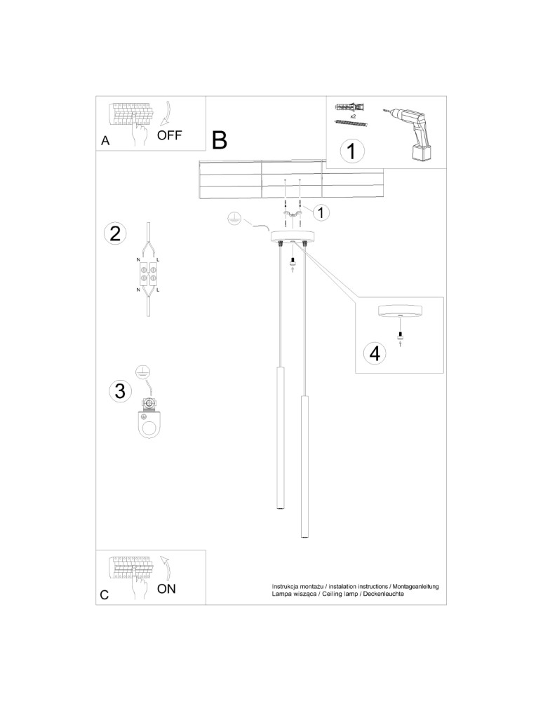 Pendant tube lamps - Sollux PASTELO 2 pendant lamp beige SL.1513 - product kolory-swiatla.pl 6