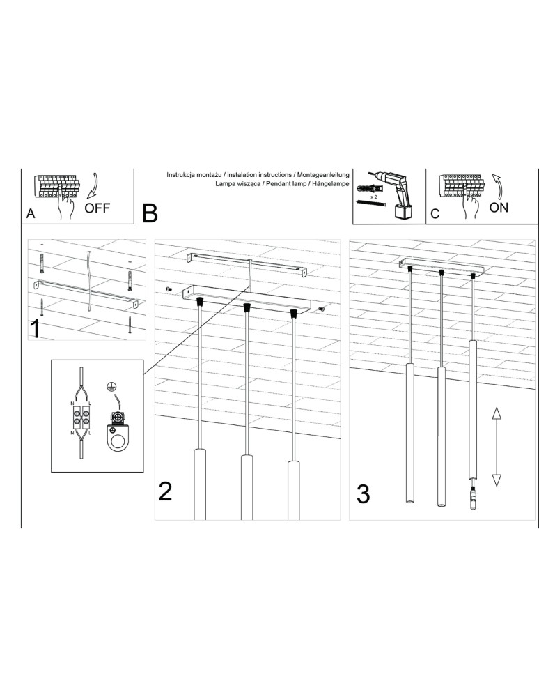 Pendant tube lamps - Sollux PASTELO 3 beige pendant lamp SL.1514 - product kolory-swiatla.pl 6