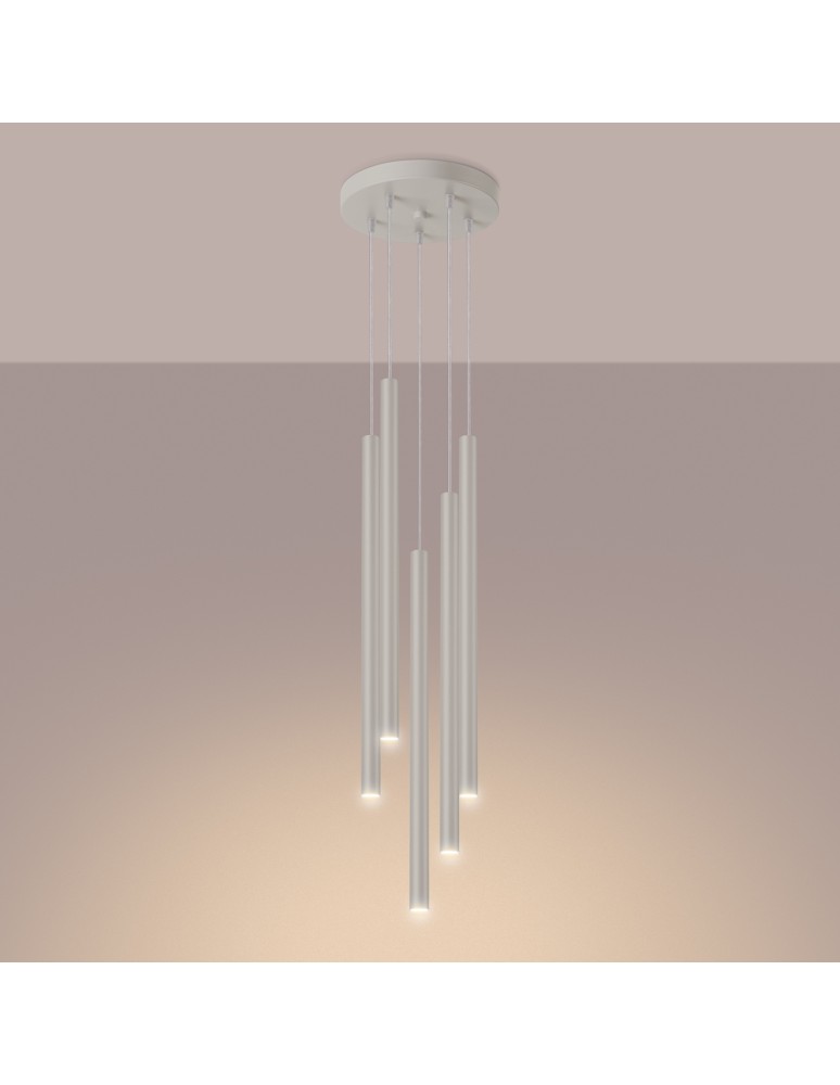 Pendant tube lamps - Sollux PASTELO 5P beige pendant lamp SL.1516 - product kolory-swiatla.pl 3