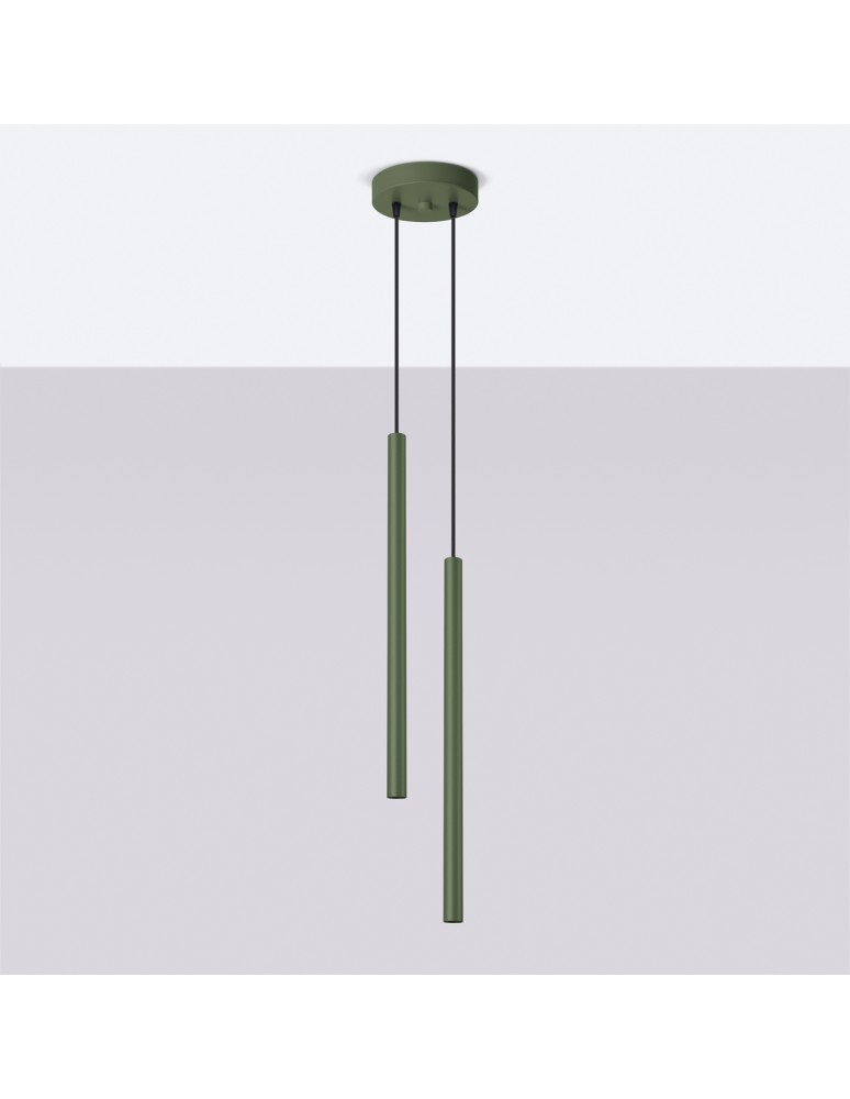Pendant tube lamps - Sollux PASTELO 2 hanging lamp green olive SL.1519 - product kolory-swiatla.pl 2