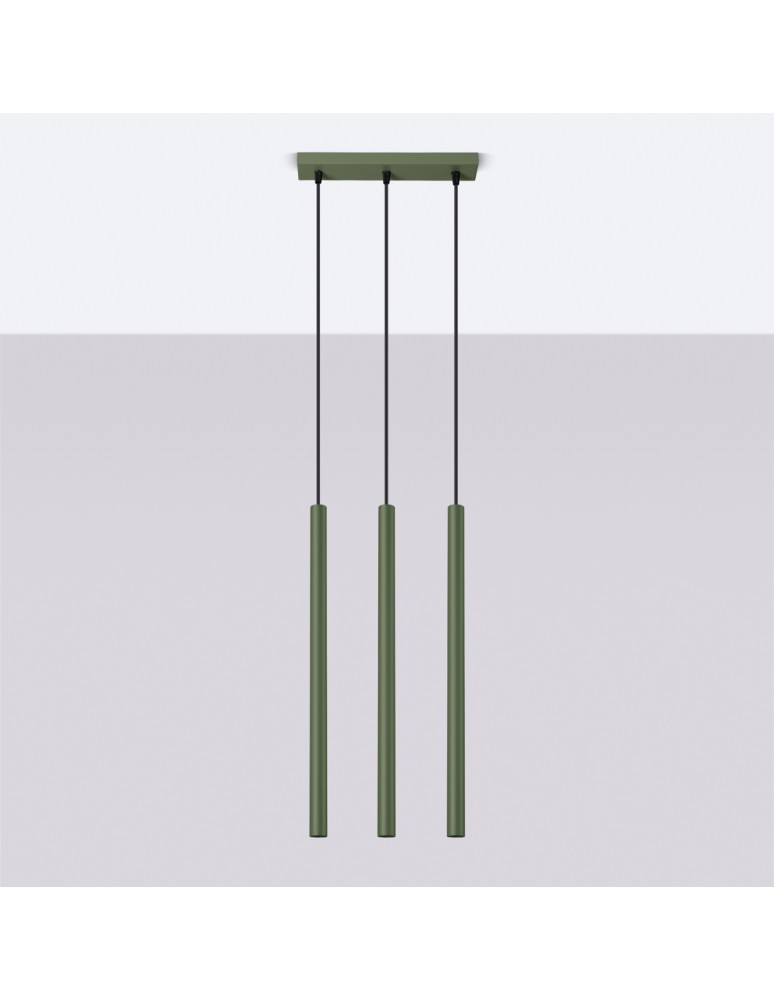 Pendant tube lamps - Sollux PASTELO 3 hanging lamp green olive SL.1520 - product kolory-swiatla.pl 2