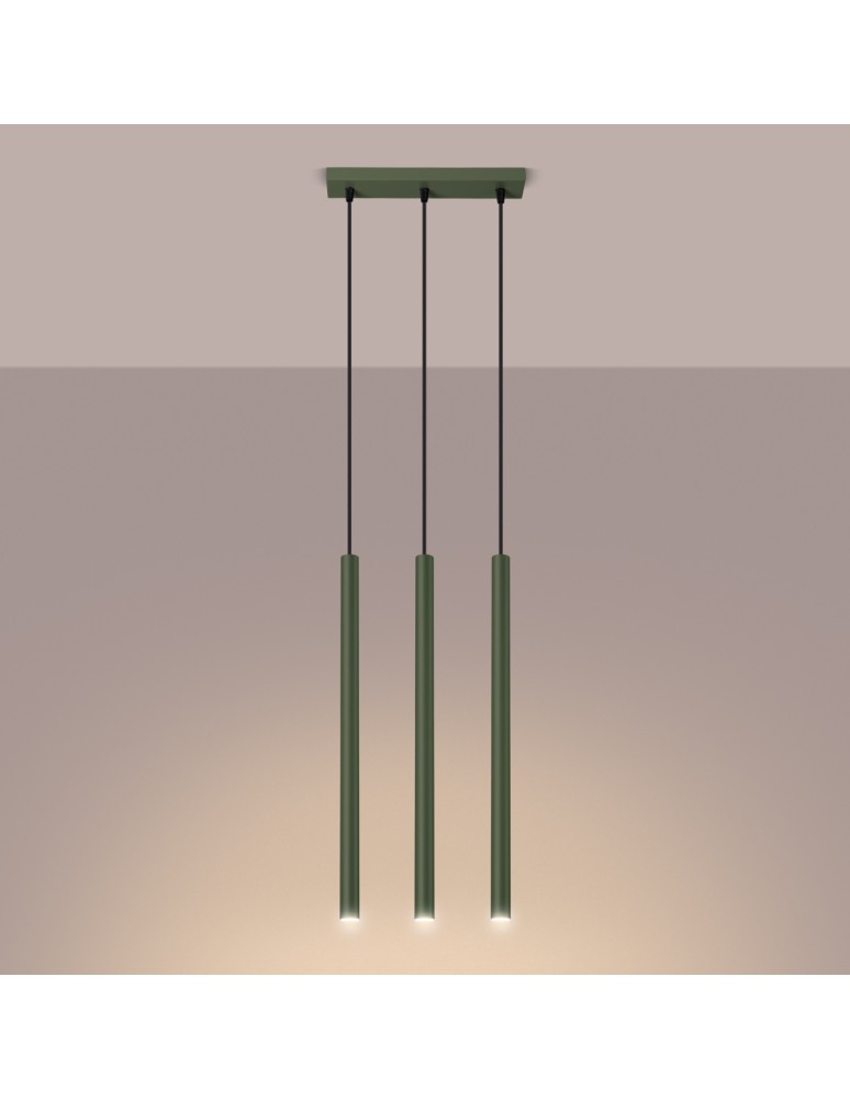 Pendant tube lamps - Sollux PASTELO 3 hanging lamp green olive SL.1520 - product kolory-swiatla.pl 3