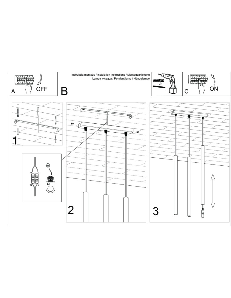 Pendant tube lamps - Sollux PASTELO 3 hanging lamp green olive SL.1520 - product kolory-swiatla.pl 6
