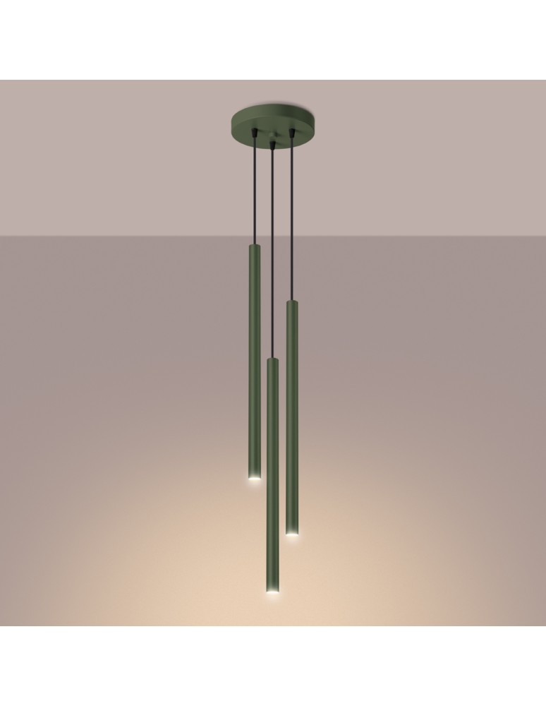 Pendant tube lamps - Sollux Pendant lamp PASTELO 3P green olive SL.1521 - product kolory-swiatla.pl 3