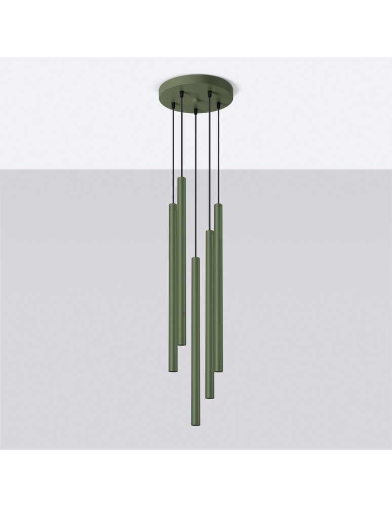 Pendant tube lamps - Sollux Pendant lamp PASTELO 5P green olive SL.1522 - product kolory-swiatla.pl 2