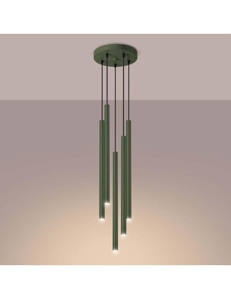 Pendant tube lamps - Sollux Pendant lamp PASTELO 5P green olive SL.1522 - product kolory-swiatla.pl 3