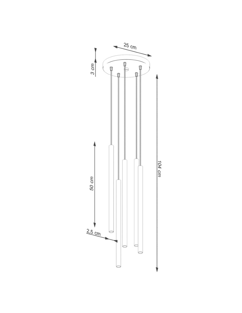 Pendant tube lamps - Sollux Pendant lamp PASTELO 5P green olive SL.1522 - product kolory-swiatla.pl 5