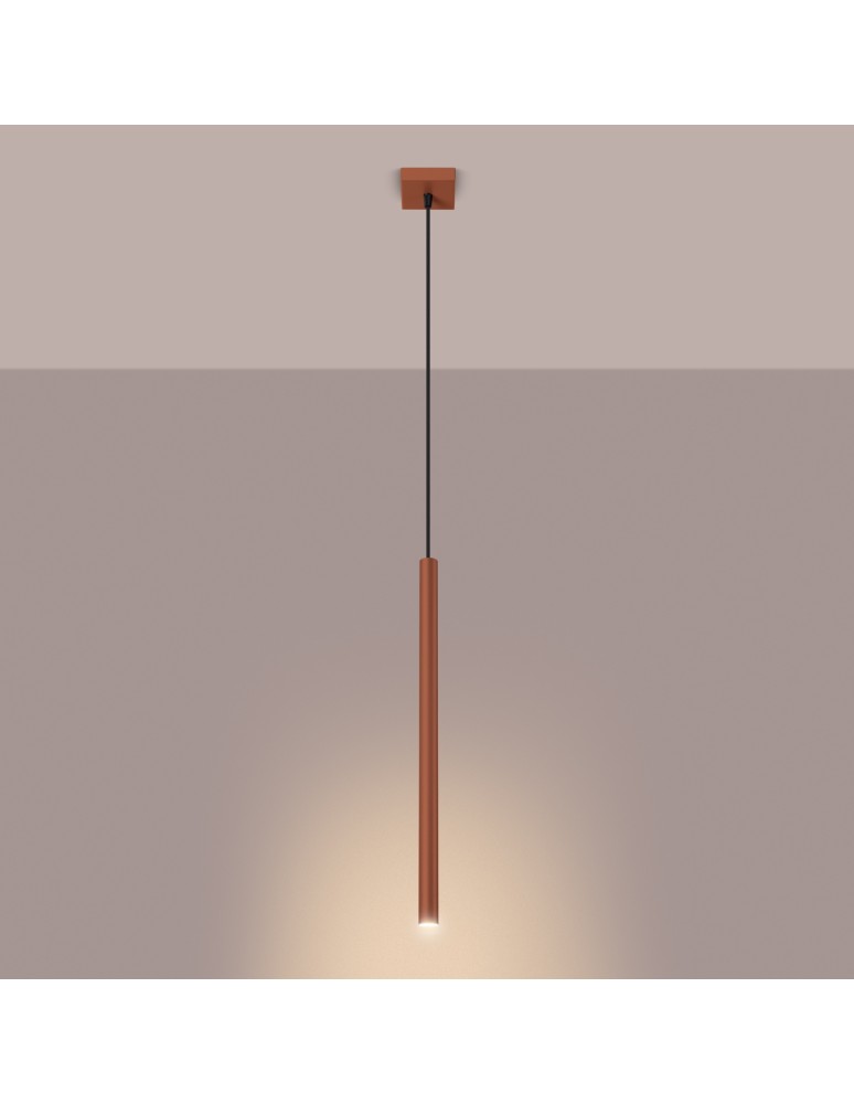 Pendant tube lamps - Sollux PASTELO 1 ochre red pendant lamp SL.1524 - product kolory-swiatla.pl 3