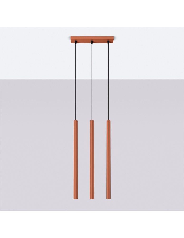 Pendant tube lamps - Sollux PASTELO 3 ochre red pendant lamp SL.1526 - product kolory-swiatla.pl 2