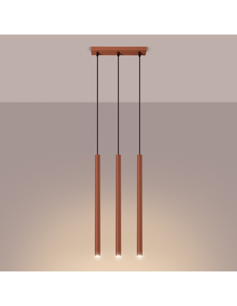 Pendant tube lamps - Sollux PASTELO 3 ochre red pendant lamp SL.1526 - product kolory-swiatla.pl 3
