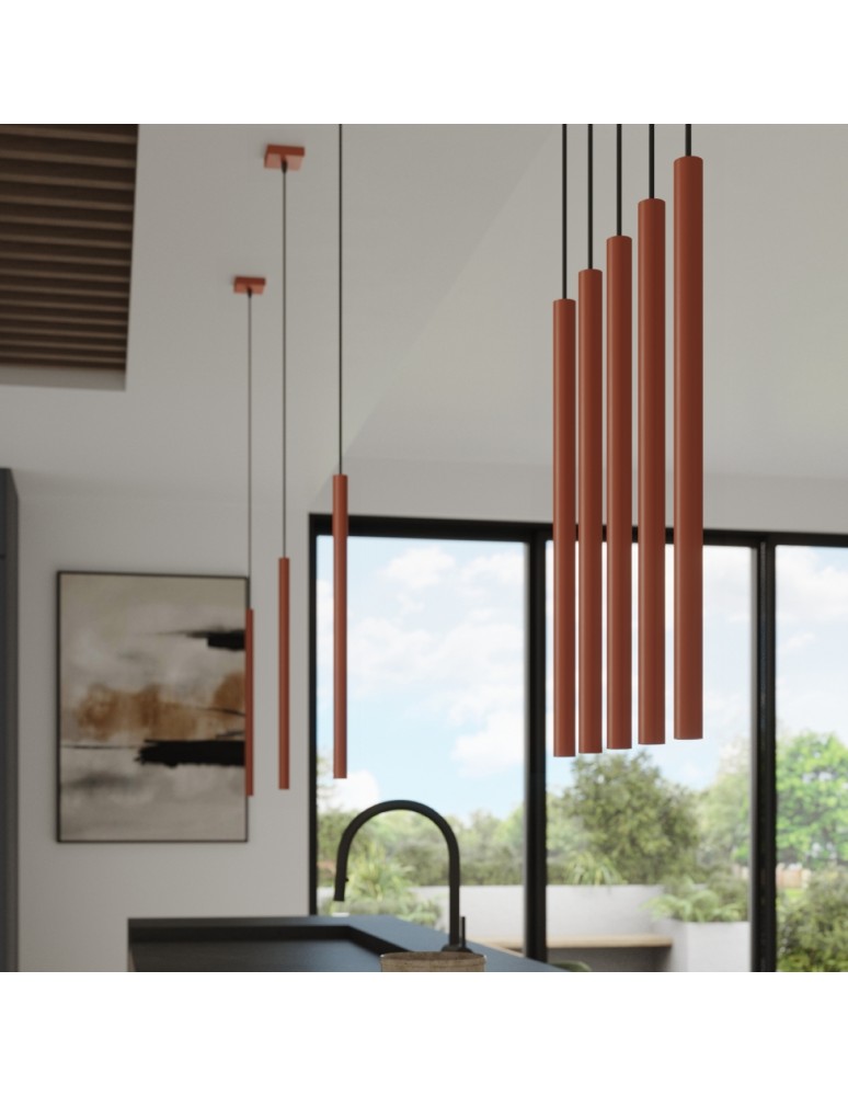 Pendant tube lamps - Sollux PASTELO 3P ochre red pendant lamp SL.1527 - product kolory-swiatla.pl 9