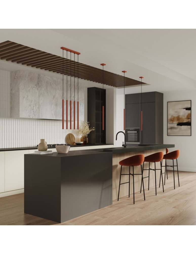 Pendant tube lamps - Sollux PASTELO 5P ochre red pendant lamp SL.1528 - product kolory-swiatla.pl 8