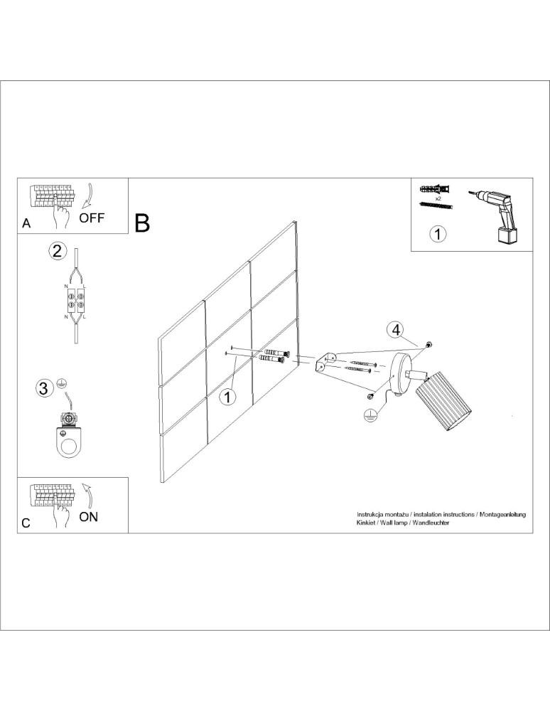 Adjustable wall lamps - Sollux Wall lamp KARBON white with switch SL.1541 - product kolory-swiatla.pl 8