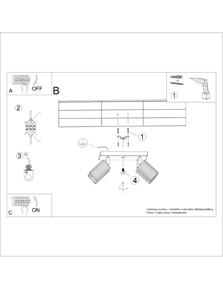 Adjustable ceiling lamps - spots - Sollux Plafond KARBON 4 white SL.1545 - product kolory-swiatla.pl 9