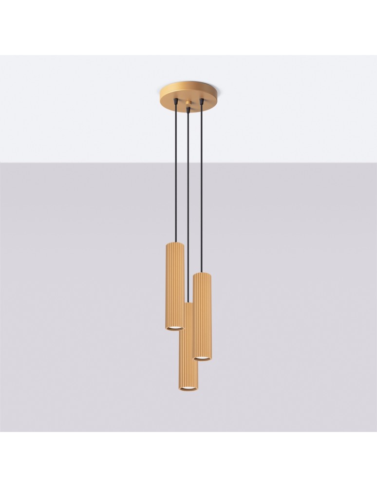 Pendant tube lamps - Sollux KARBON 3P gold pendant lamp SL.1557 - product kolory-swiatla.pl 2