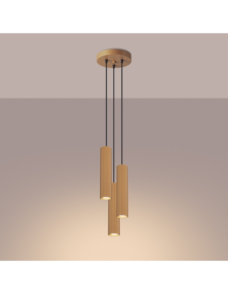 Pendant tube lamps - Sollux KARBON 3P gold pendant lamp SL.1557 - product kolory-swiatla.pl 3