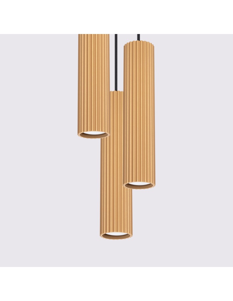 Pendant tube lamps - Sollux KARBON 3P gold pendant lamp SL.1557 - product kolory-swiatla.pl 4