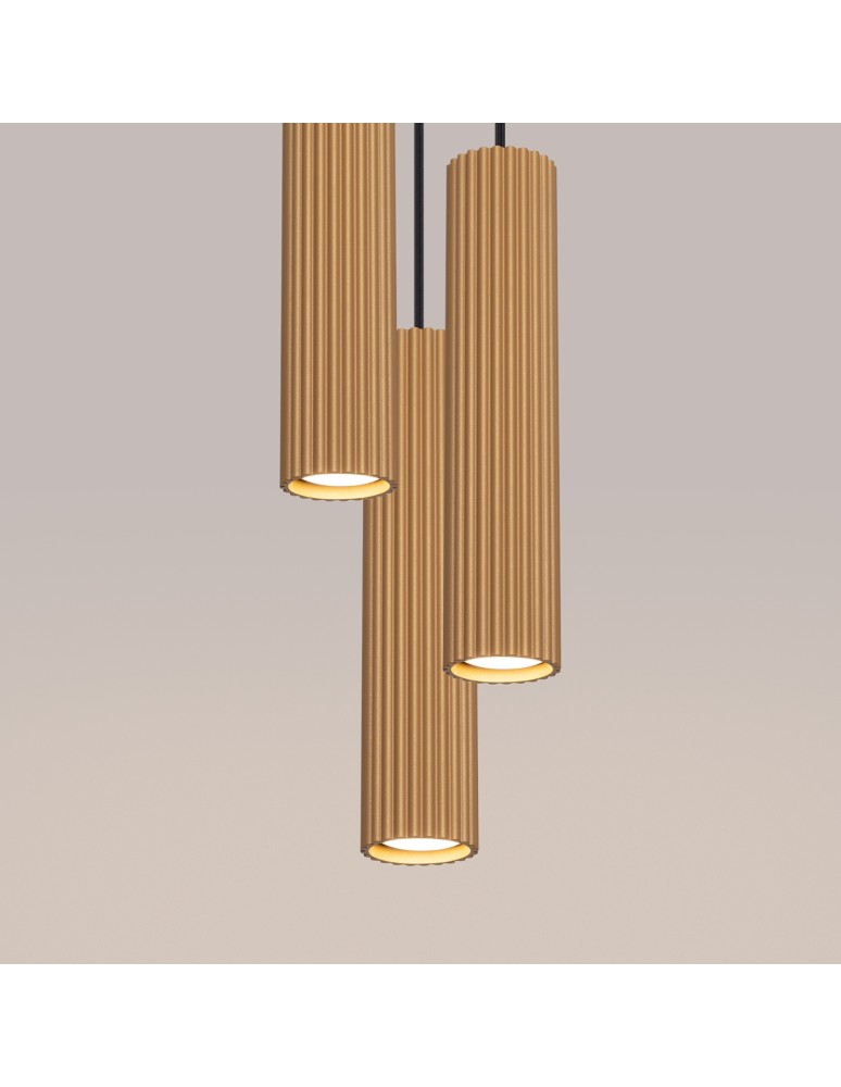 Pendant tube lamps - Sollux KARBON 3P gold pendant lamp SL.1557 - product kolory-swiatla.pl 5
