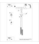 Pendant tube lamps - Sollux KARBON 3P gold pendant lamp SL.1557 - product 9