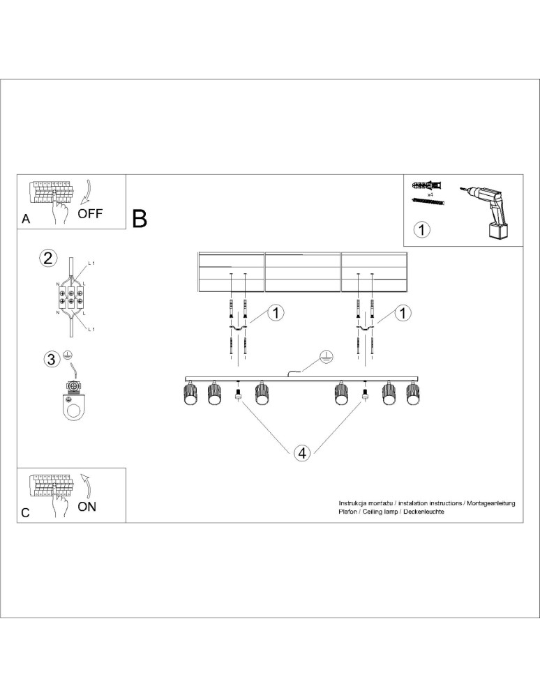 Adjustable ceiling lamps - spots - Sollux Plafon KARBON 6L gold SL.1566 - product kolory-swiatla.pl 10