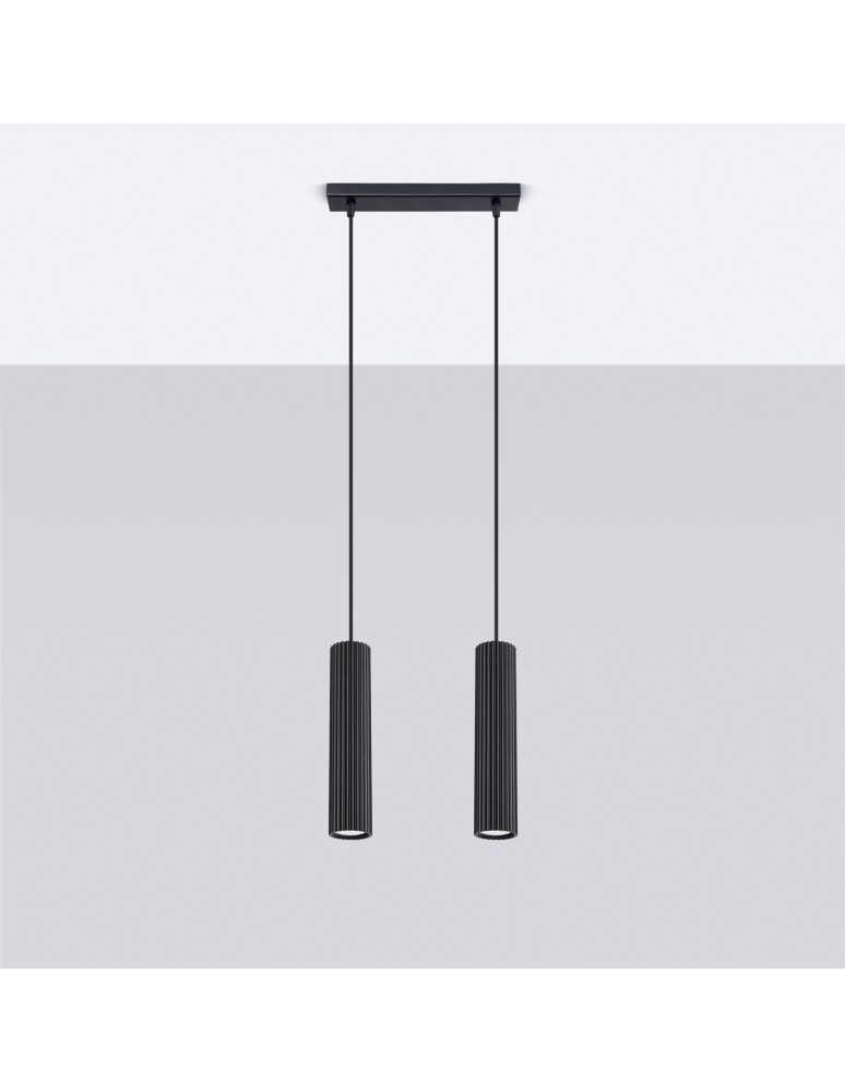 Pendant tube lamps - Sollux KARBON 2 pendant lamp black SL.1574 - product kolory-swiatla.pl 2