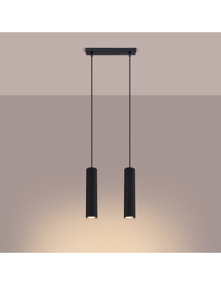 Pendant tube lamps - Sollux KARBON 2 pendant lamp black SL.1574 - product kolory-swiatla.pl 3