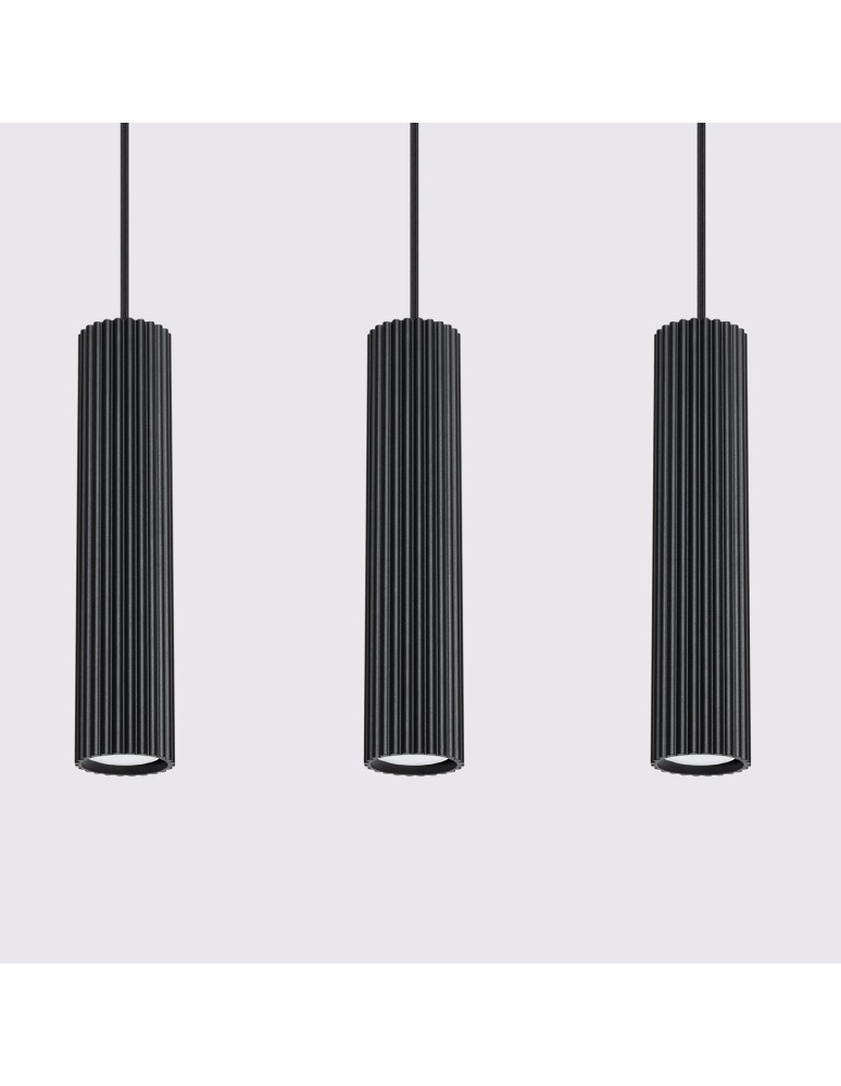 Pendant tube lamps - Sollux KARBON 3L pendant lamp black SL.1575 - product kolory-swiatla.pl 4