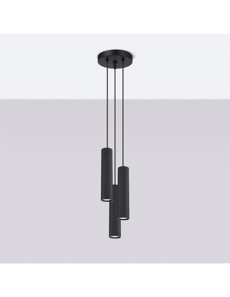 Pendant tube lamps - Sollux KARBON 3P pendant lamp black SL.1576 - product kolory-swiatla.pl 2