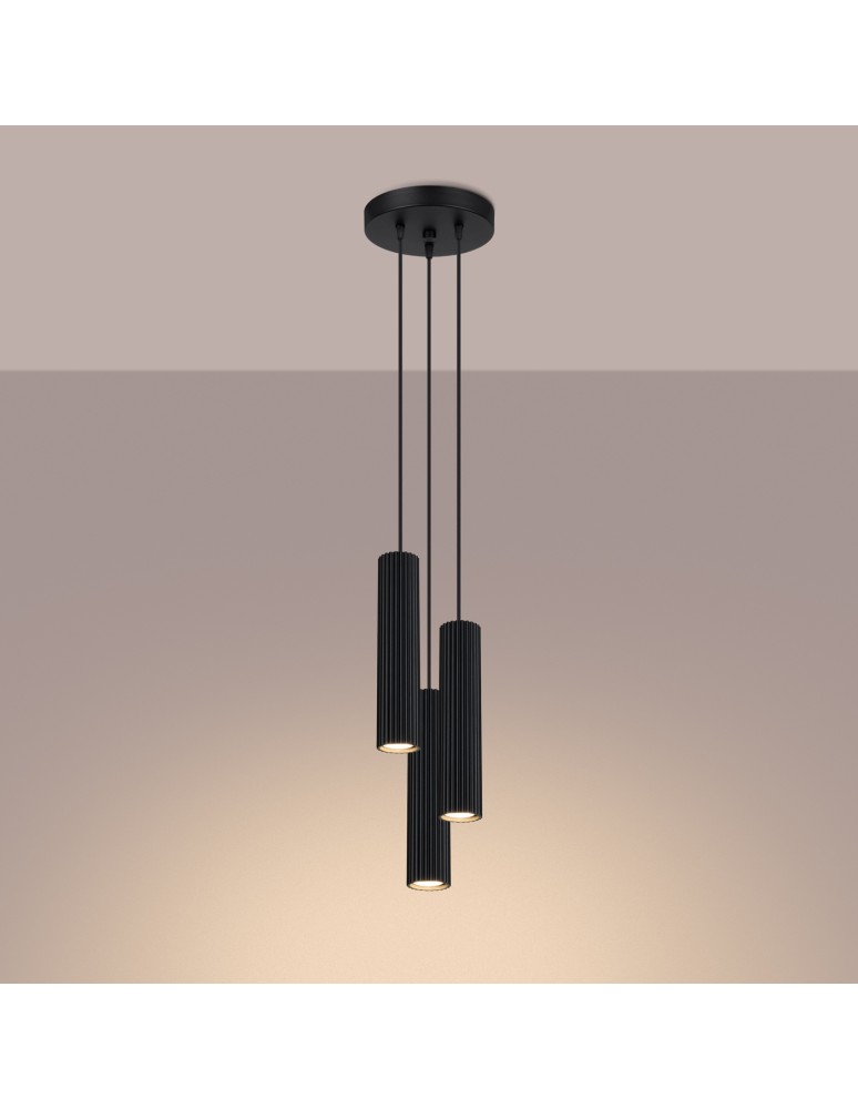 Pendant tube lamps - Sollux KARBON 3P pendant lamp black SL.1576 - product kolory-swiatla.pl 3