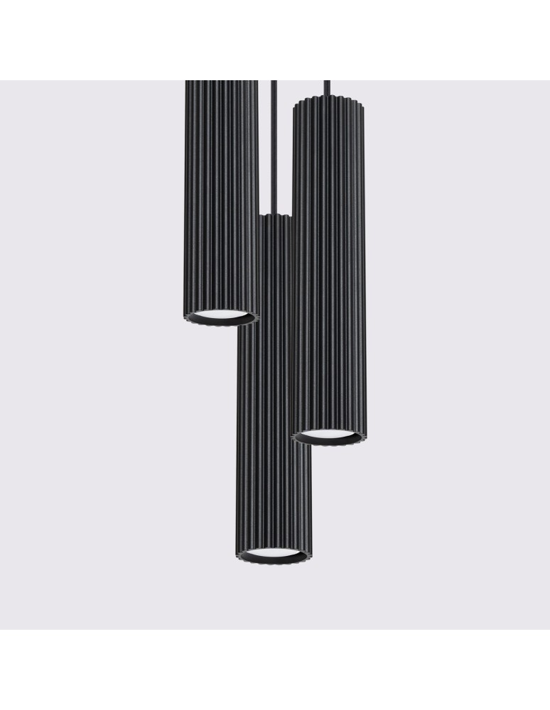 Pendant tube lamps - Sollux KARBON 3P pendant lamp black SL.1576 - product kolory-swiatla.pl 4
