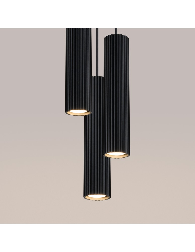Pendant tube lamps - Sollux KARBON 3P pendant lamp black SL.1576 - product kolory-swiatla.pl 5