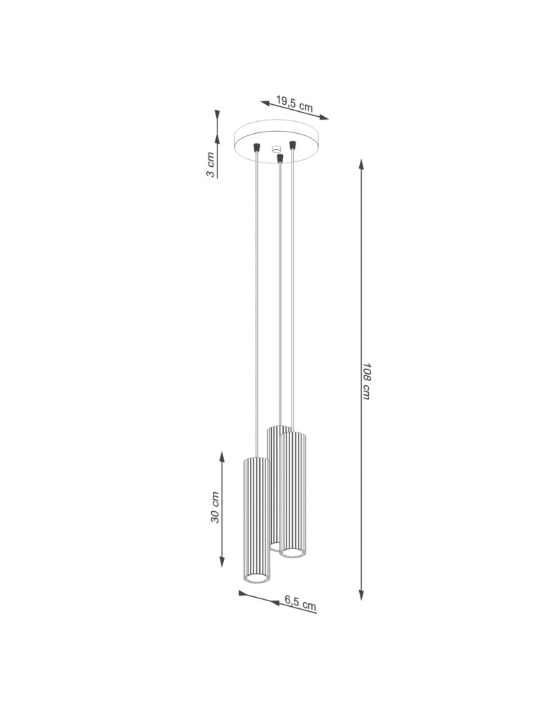 Pendant tube lamps - Sollux KARBON 3P pendant lamp black SL.1576 - product kolory-swiatla.pl 9