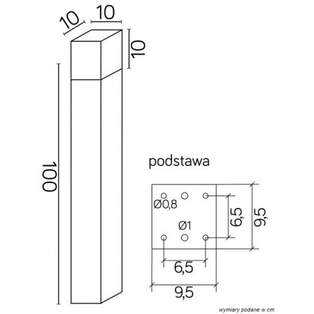 SU-MA CUBE MAX 100cm 1x20W E27 230V Czarny CB-MAX 1000 BL Stojąca