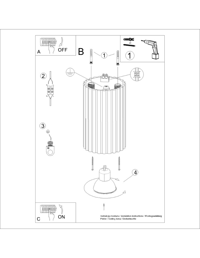 Ceiling downlights - tubes - Sollux Plafon KARBON 10 beige SL.1587 - product kolory-swiatla.pl 9