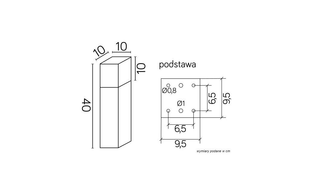 SU-MA CUBE MAX 40cm 1x20W E27 230V Srebrny CB-MAX 400 AL Stojąca