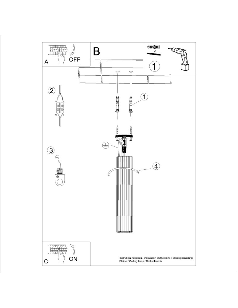 Ceiling downlights - tubes - Sollux Plafon KARBON 40 beige SL.1590 - product kolory-swiatla.pl 9