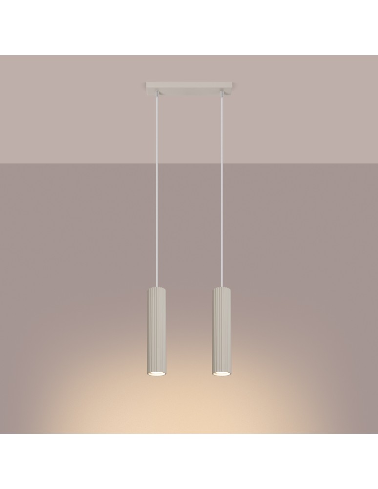Pendant tube lamps - Sollux KARBON 2 pendant lamp beige SL.1593 - product kolory-swiatla.pl 3