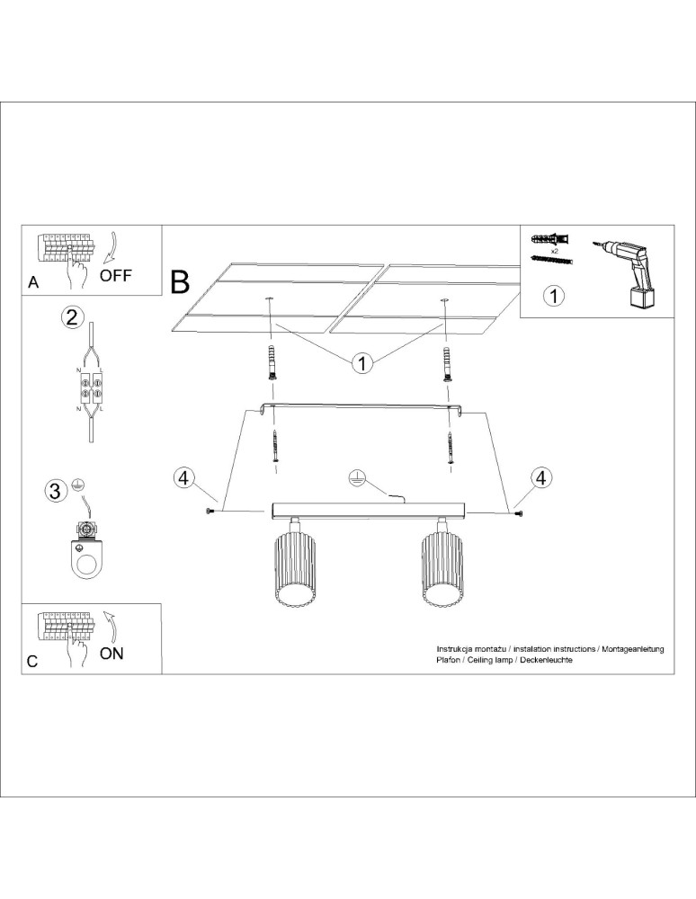 Adjustable ceiling lamps - spots - Sollux Plafond KARBON 2 beige SL.1599 - product kolory-swiatla.pl 10