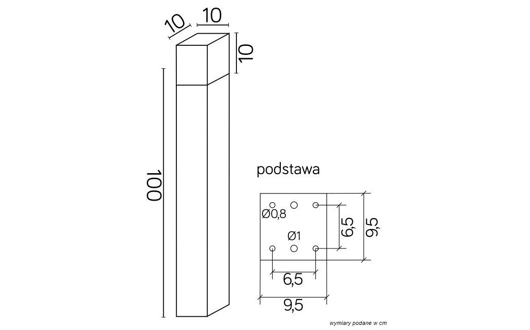 SU-MA CUBE MAX 100cm 1x20W E27 230V Ciemny popiel CB-MAX 1000 DG Stojąca