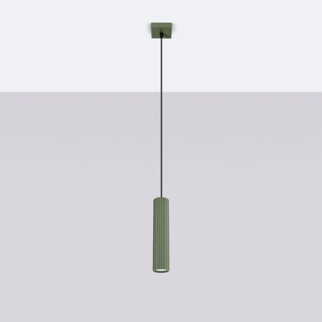 Sollux Lampa wisząca KARBON 1 zielony oliwkowy SL.1611