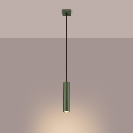 Sollux Lampa wisząca KARBON 1 zielony oliwkowy SL.1611