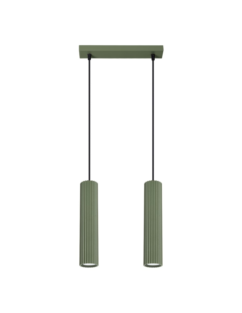 Pendant tube lamps - Sollux KARBON 2 hanging lamp green olive SL.1612 - product kolory-swiatla.pl 1