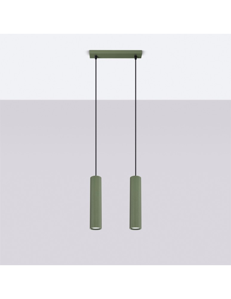 Pendant tube lamps - Sollux KARBON 2 hanging lamp green olive SL.1612 - product kolory-swiatla.pl 2