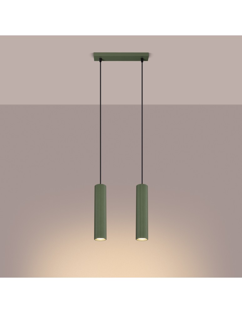 Pendant tube lamps - Sollux KARBON 2 hanging lamp green olive SL.1612 - product kolory-swiatla.pl 3